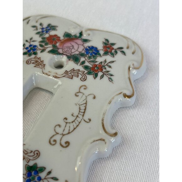 Vintage Porcelain Floral Double Light Switch Plate Cover Gold Accents S7310 - Picture 5 of 9